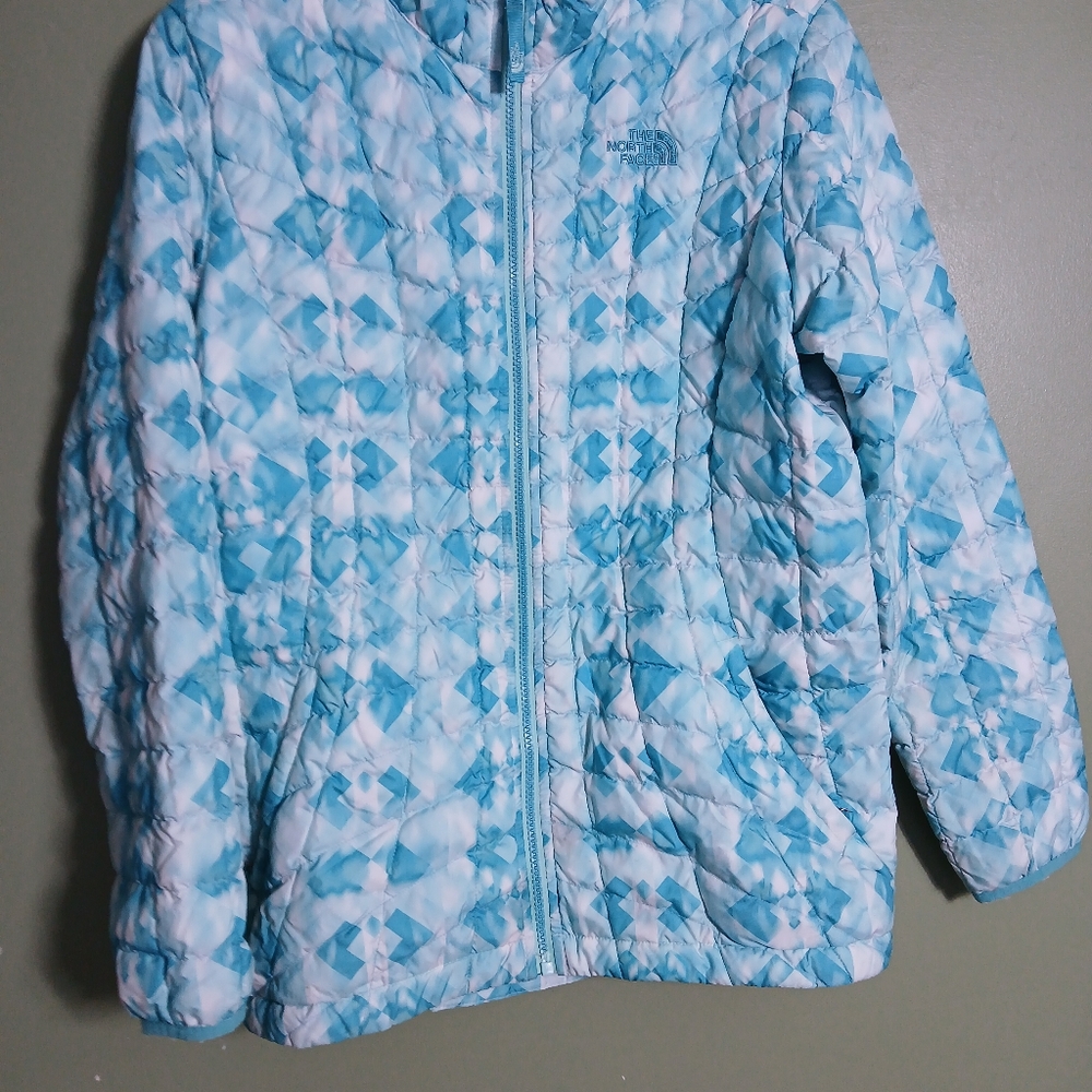 NORTH FACE Thermoball Eco Girls Quilted Jacket Green Blue Size XLarge Tween 19"